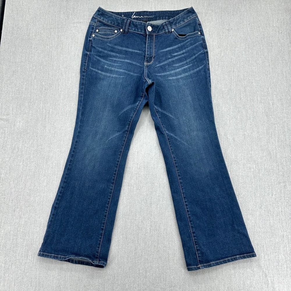Lane Bryant Jeans Women 14P Blue Genius Fit Slim Boot Dark Wash Stretch Denim